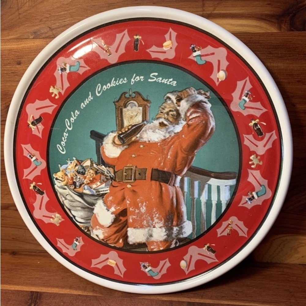 🎄 Coca Cola Santa Cookie Plate & Tumbler Set 1998 Holiday Collectible 🎅 - Picture 9 of 9